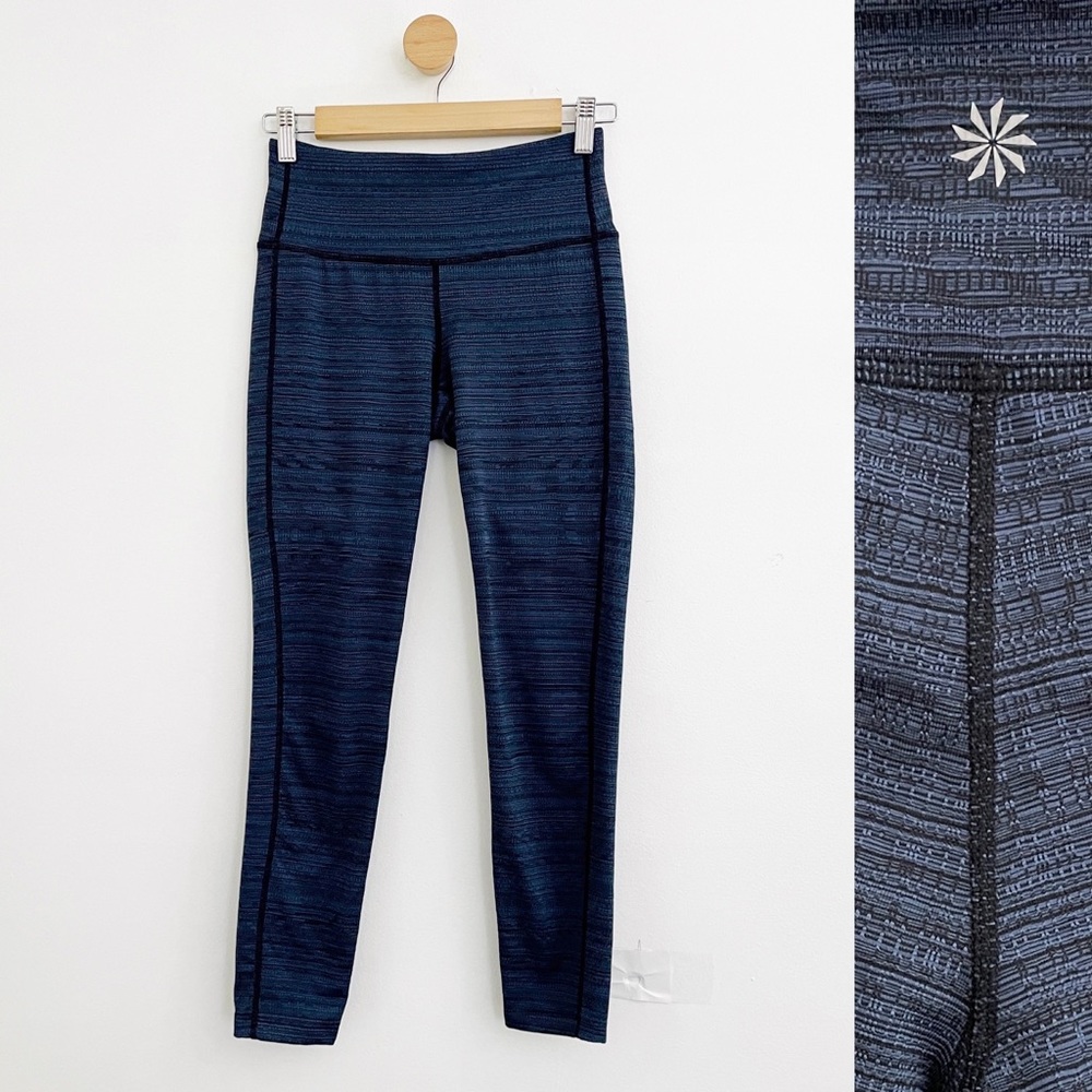 Athleta Navy Textured High Rise Cropped Workout Leggings